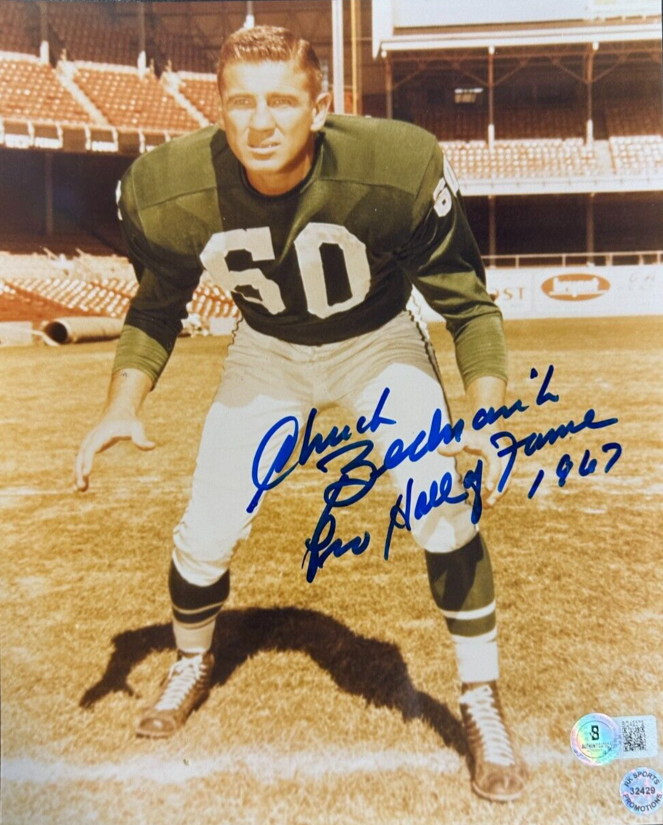 Chuck Bednarik Philadelphia Eagles Autographed 8x10 Photo W/ HOF 1967 BAS