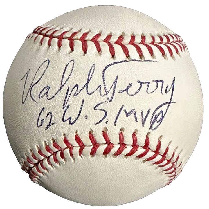 Ralph Terry Autographed Official Major League Baseball W/ 62 WS MVP Isnc Yankees