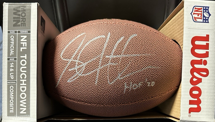 Steve Hutchinson Autographed Wilson NFL Football W/ HOF 20 Insc Seahawks