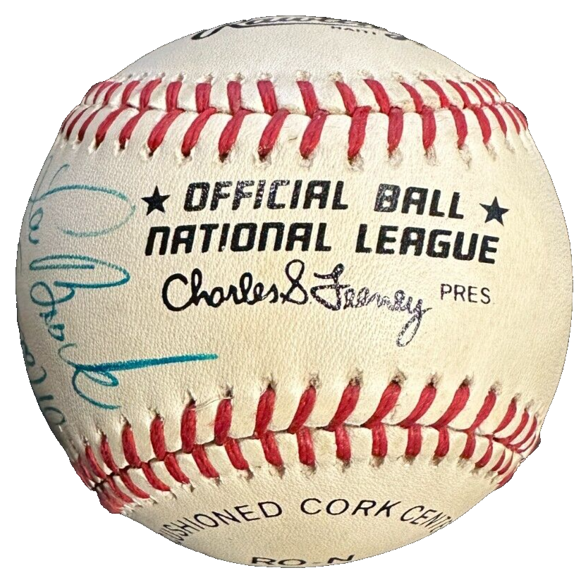 Baseball Hall of Famers Autographed Baseball Drysdale Ford Mize Banks BAS