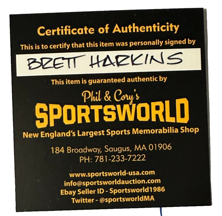 Brett Harkins Autographed Boston Bruins Hockey Puck NHL