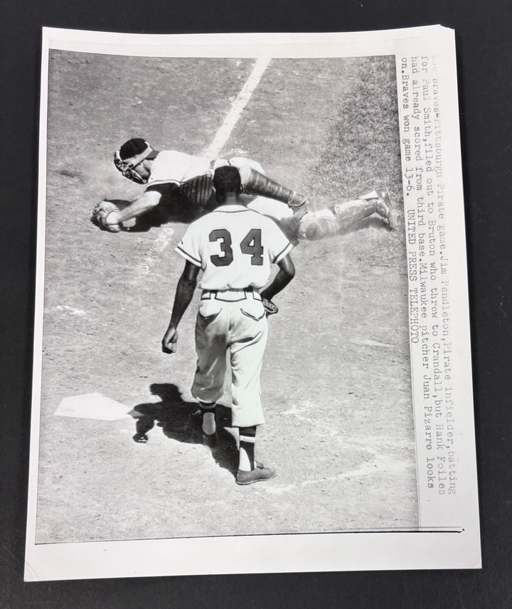 1950’s Original 7x9 Newspaper Wire Photo Juan Pizarre Milwaukee Braves