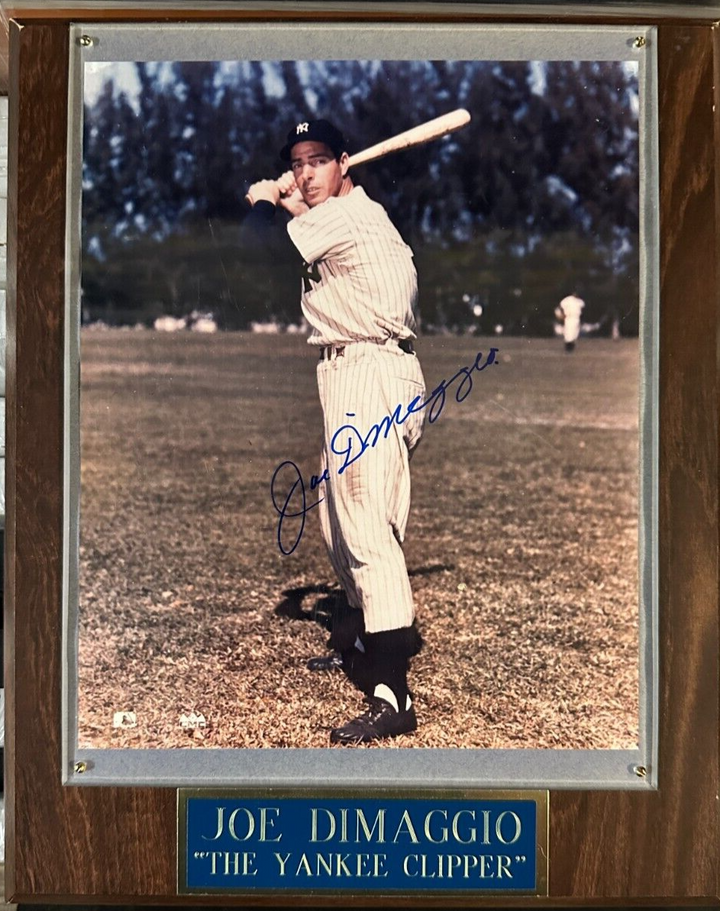 Joe DiMaggio Autographed 8x10 Photo Plaque Nameplate BAS Yankees