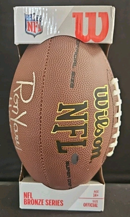 Ron Yary Signed HOF Inscribed Wilson NFL Bronze Series Football Schwartz COA