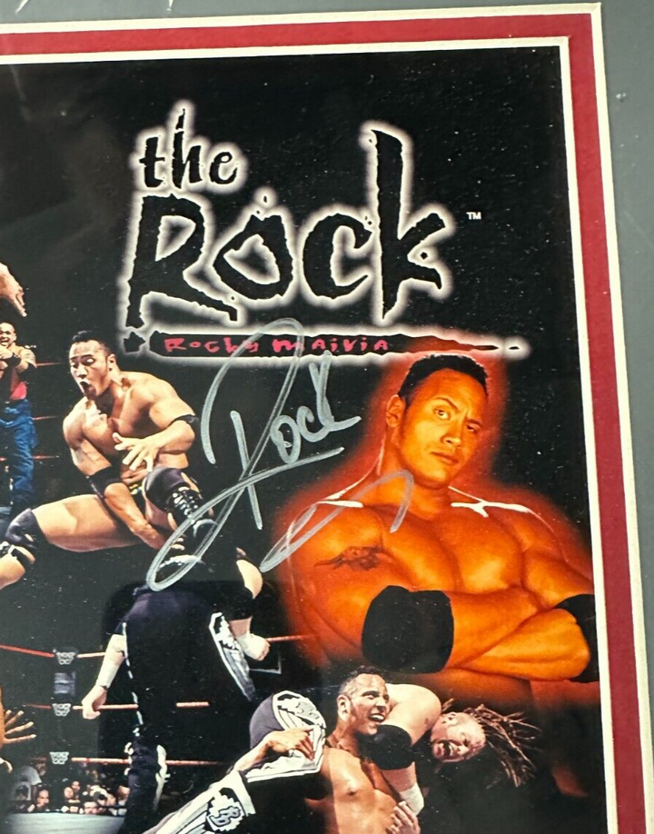 Framed The Rock Autographed WWE WWF 8x10 Photo Dwayne Johnson BAS