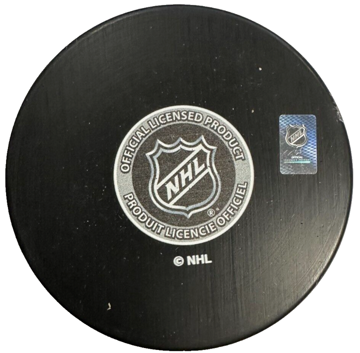 Bill Lesuk Autographed Boston Bruins 100th Anniversary Hockey Puck NHL