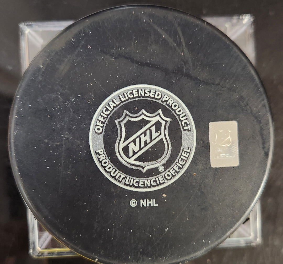 Jeremy Swayman & Linus Ullmark Autographed Boston Bruins Hockey Puck NHL