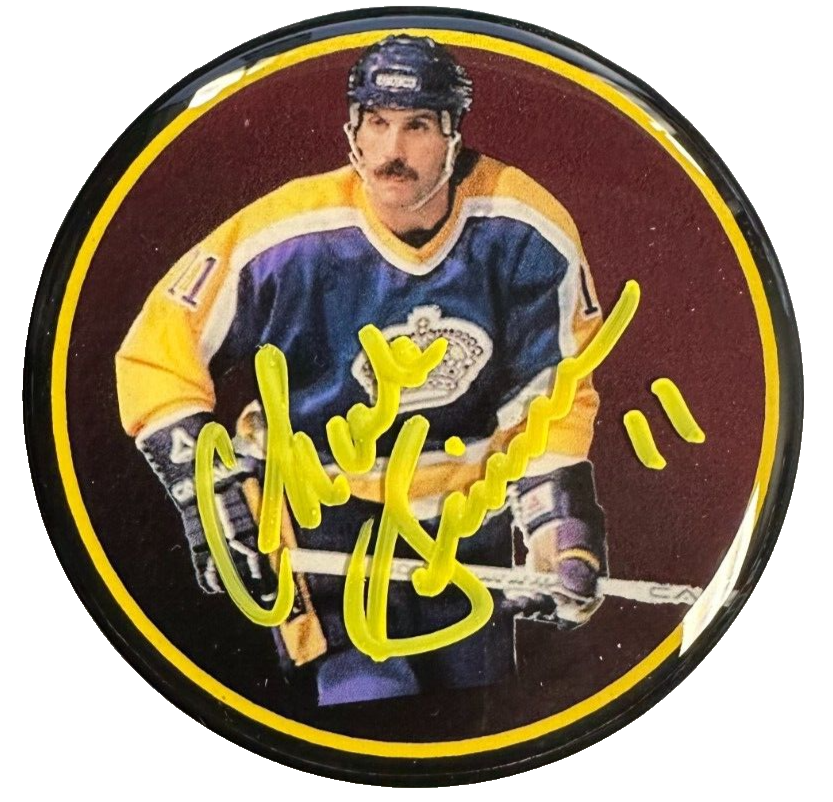 Charlie Simmer Autographed Los Angeles Kings Photo Puck NHL