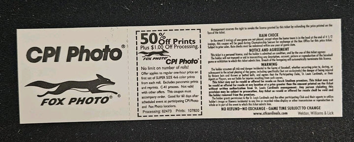 9/25/98 Cardinals vs. Expos Full Ticket Mark McGwire Home Run #66