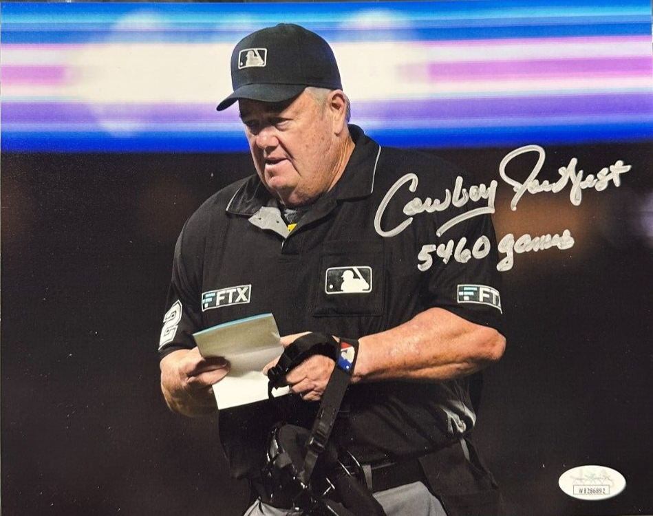 Cowboy Joe West Autographed 8x10 Photo MLB Umpire W/ 5460 Games Insc /