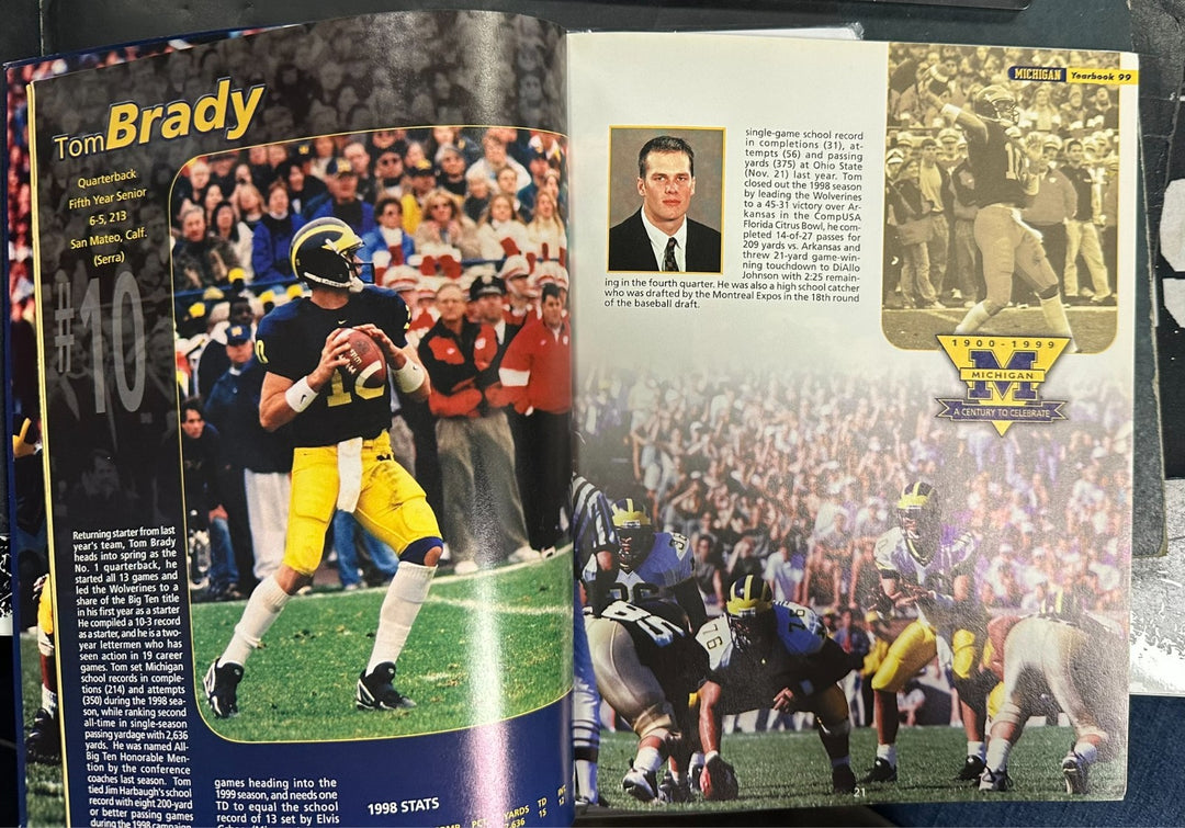 1999 University of Michigan Football Yearbook Tom Brady