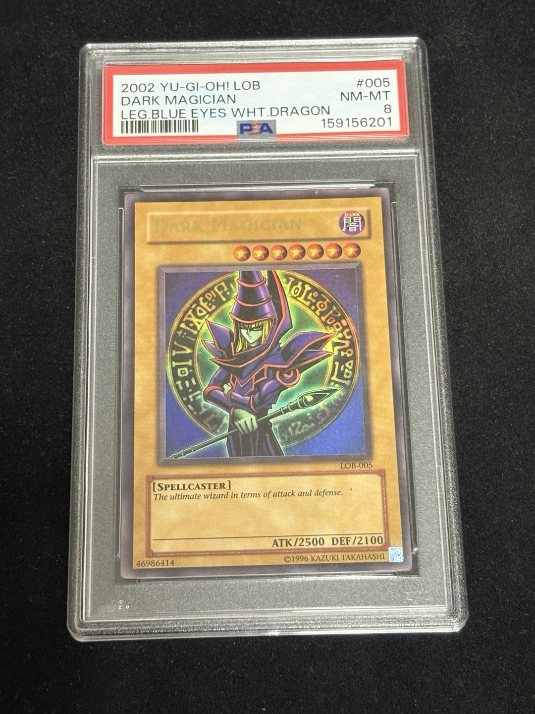 Yugioh Dark Magician Legend Of Blue Eyes White Dragon LOB-005 PSA 8