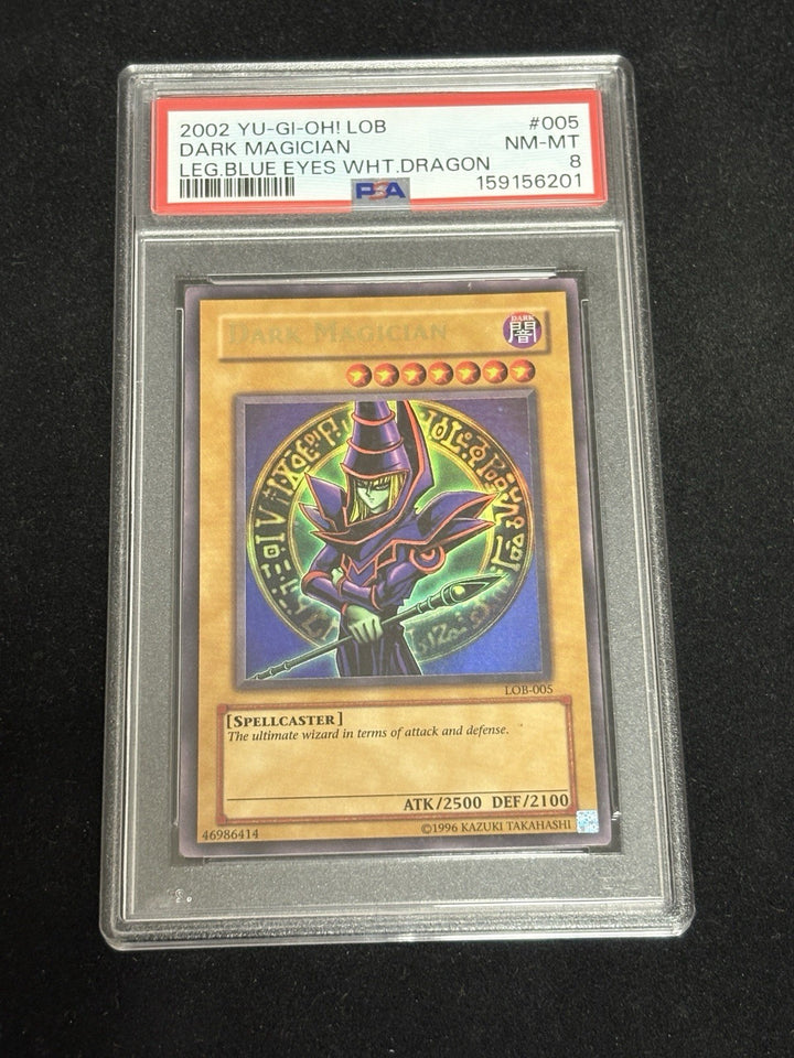 Yugioh Dark Magician Legend Of Blue Eyes White Dragon LOB-005 PSA 8