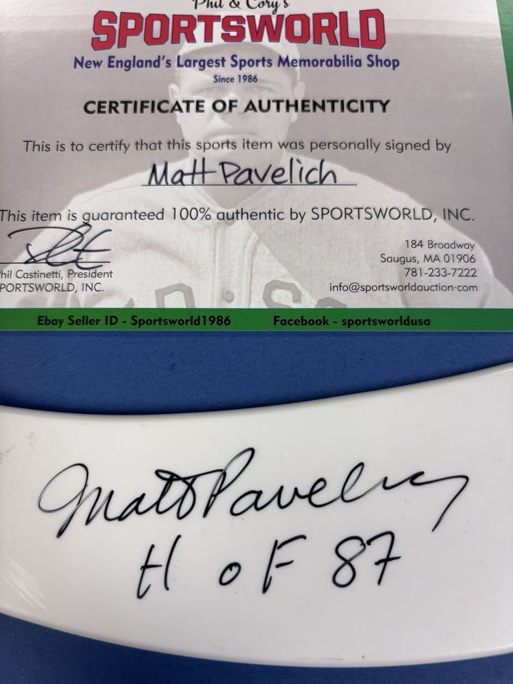 Matt Pavelich HOF 87 Signed Mini Stick 1st Linesman In HOF Sportsworld COA
