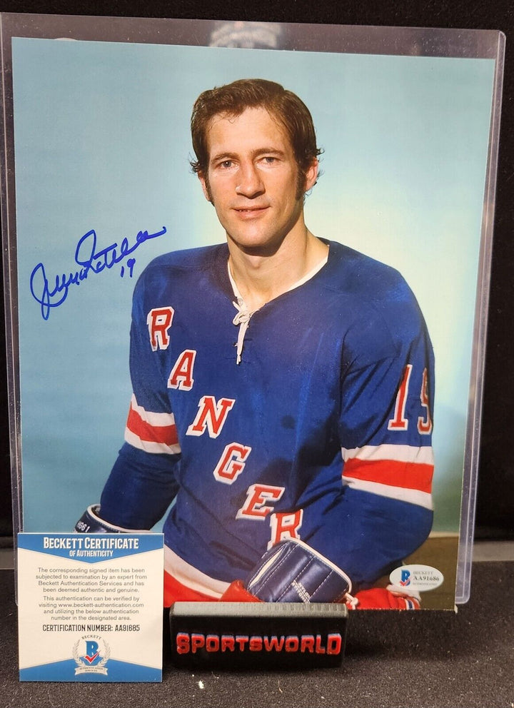 Jean Ratelle Signed 8x10 Photo New York Rangers Boston Bruins HOF Beckett COA