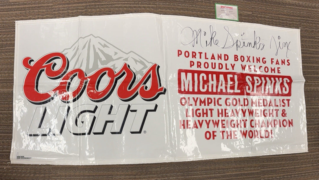 Michael Spinks Autographed Coors Light Portland Boxing Banner Huge Signature