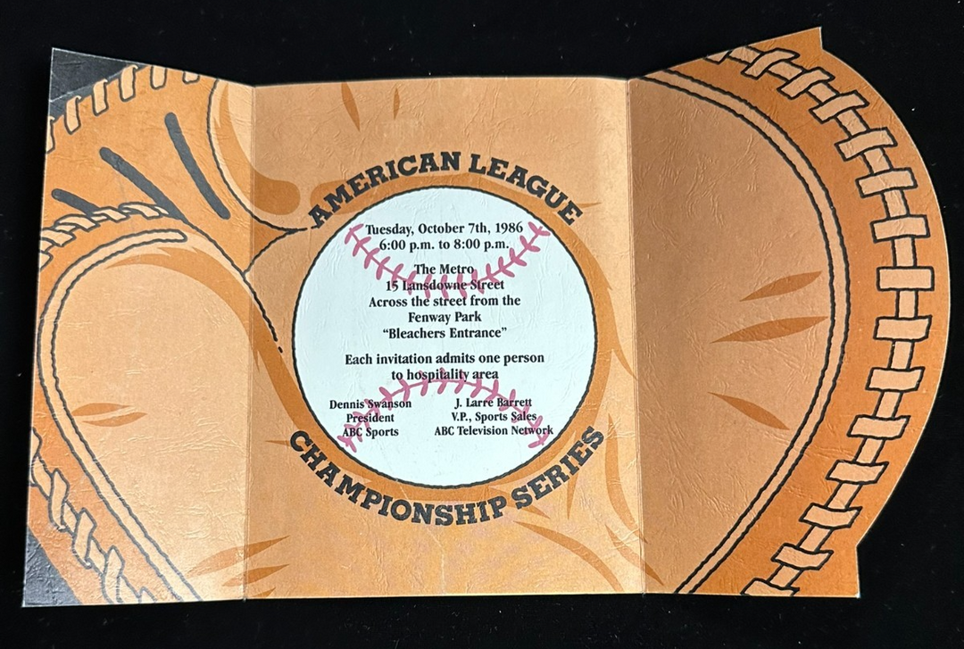 ABC Sports 1986 American League Championship Series Pregame Party Invitation