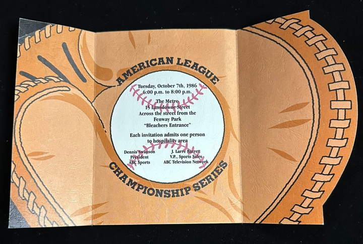 ABC Sports 1986 American League Championship Series Pregame Party Invitation