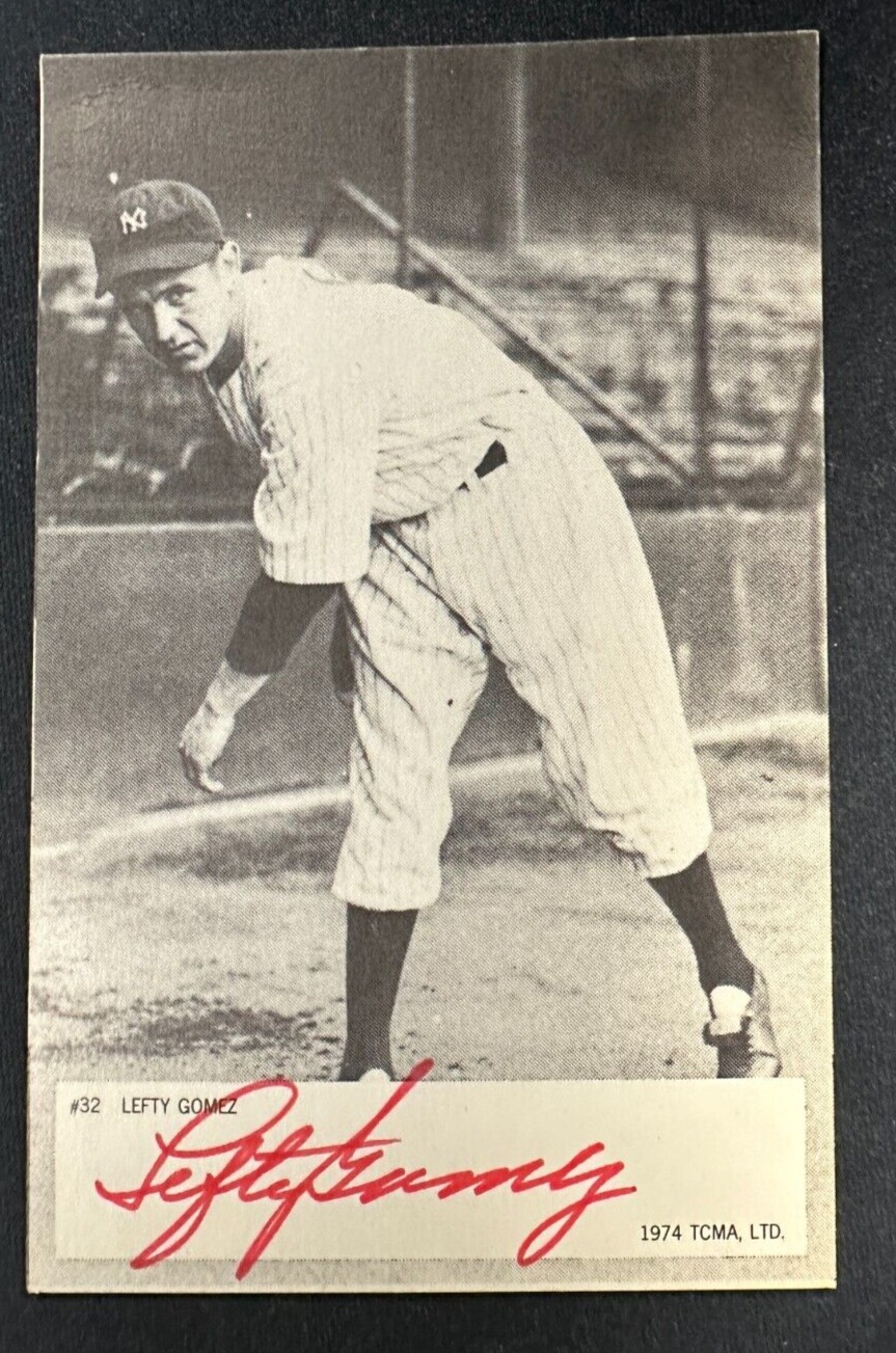 Lefty Gomez Autographed 1974 TCMA Postcard HOF Yankees BAS