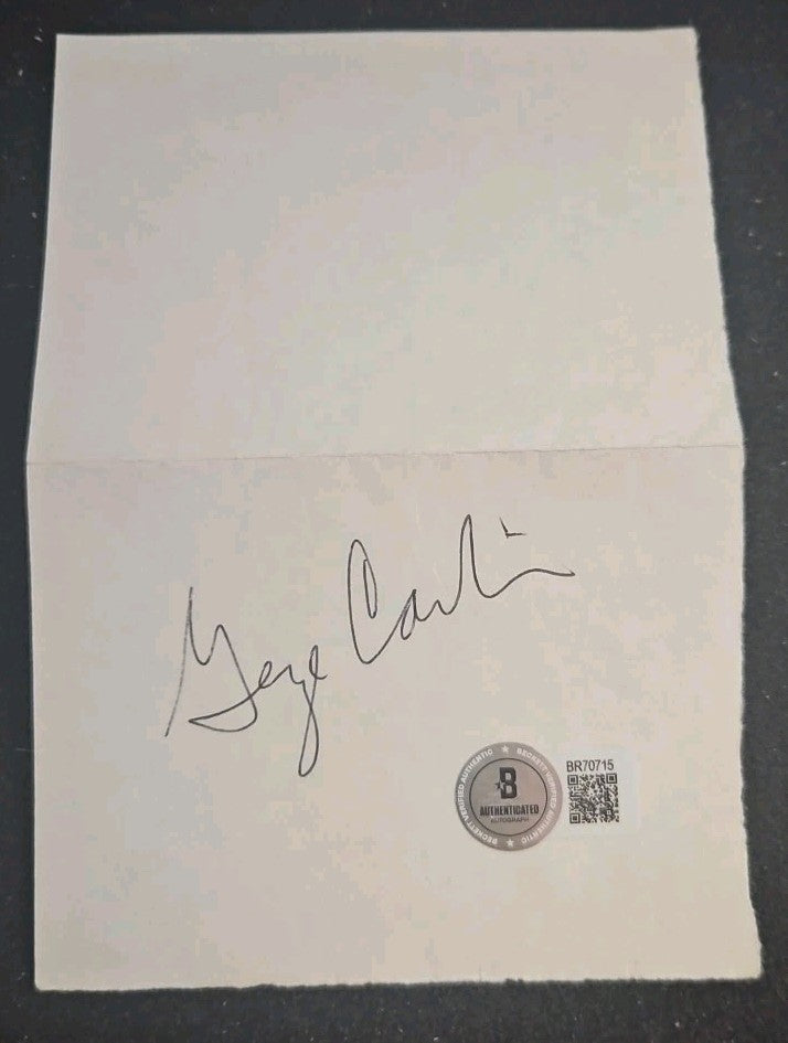 George Carlin Signed 4x6 Album Paper Cut Beckett Holo BAS