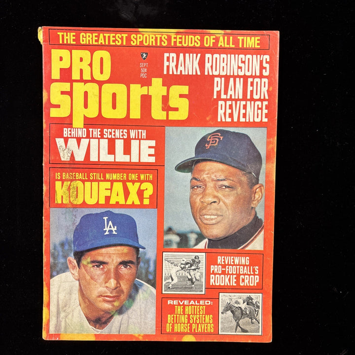 September 1966 Pro Sports Magazine Willie Mays / Sandy Koufax Cover