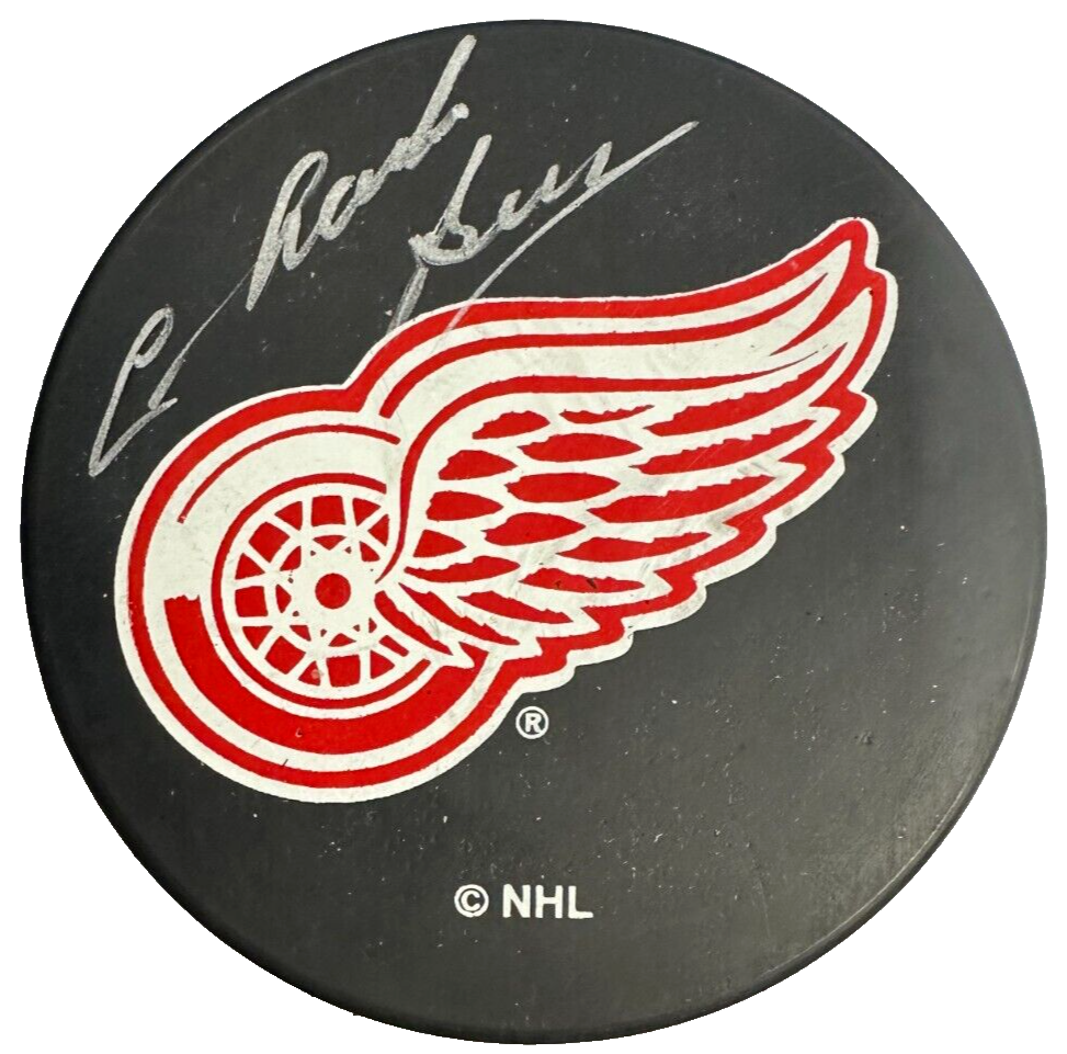 Charlie Burns Autographed Detroit Red Wings Hockey Puck BAS