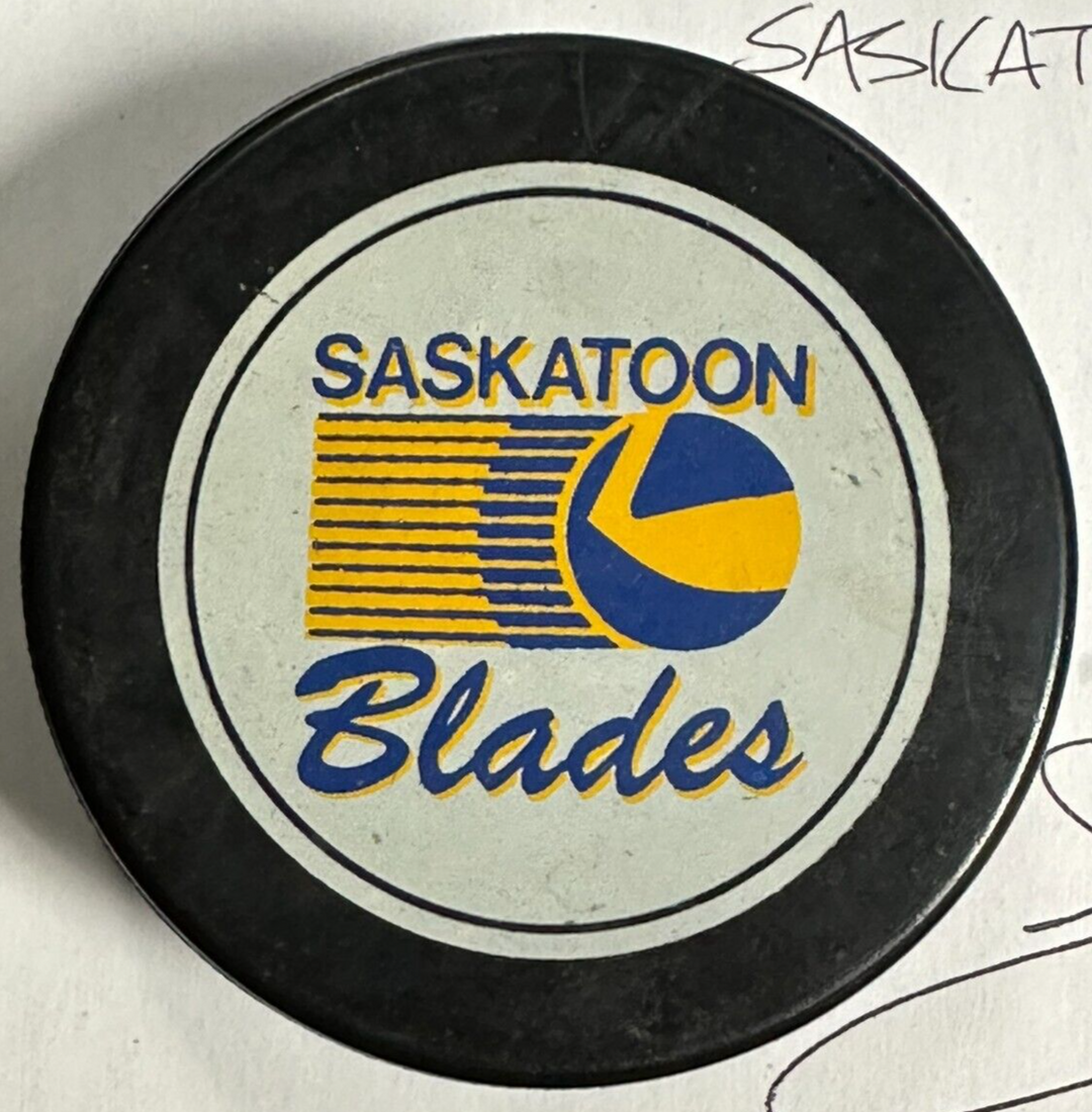 1980's Saskatoon Blades Game Used Puck WHL Jim Harrison Personal Collection