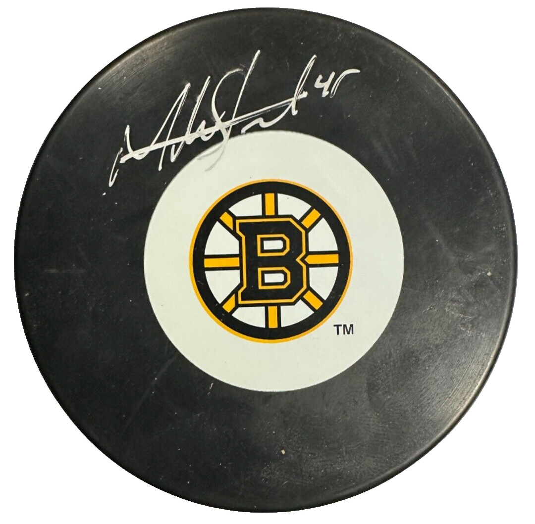 Mark Stuart Autographed Boston Bruins Hockey Puck NHL