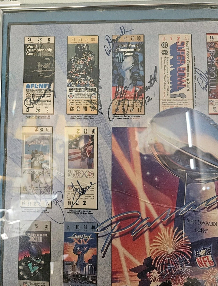 Superbowl XXVII Autographed Poster W/34 Signatures Namath Marino Ditka Shula JSA