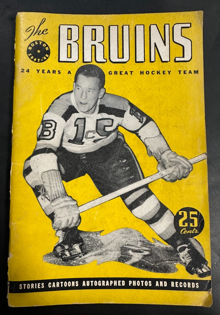 Vintage 1947-48 Boston Bruins Official Press & Radio Guide NHL