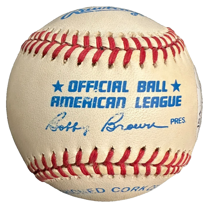 Enos Slaughter Autographed Official American League Baseball HOF Cardinals
