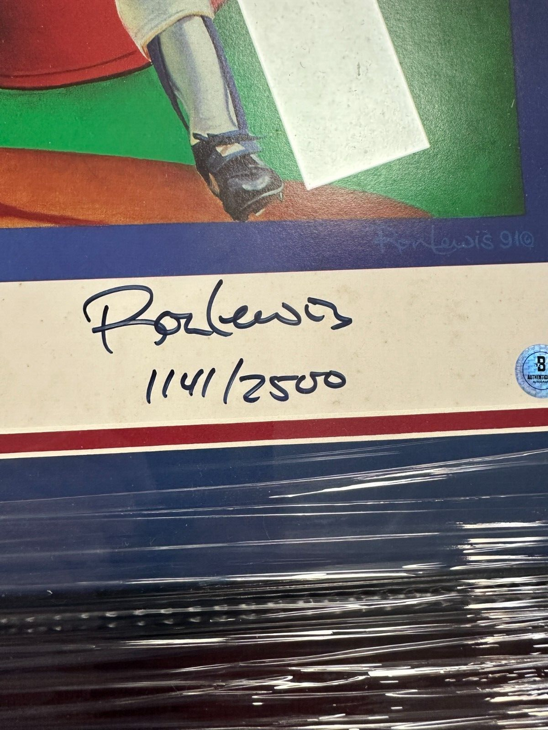 Nolan Ryan & Ron Lewis Autographed Career Stats Print 1141/2500 BAS HOF Rangers