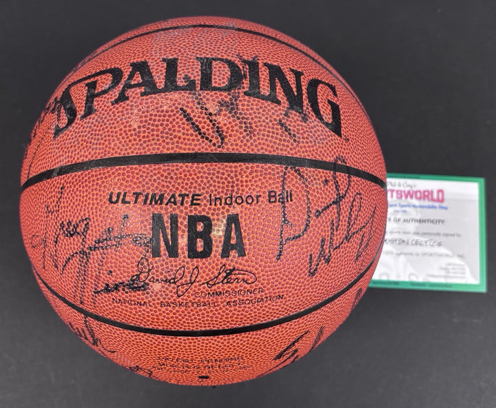 1994-95 Boston Celtics Team Signed Ball Xavier McDaniel +14 Sportsworld COA