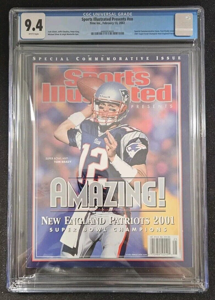 CGC 9.4 NEWSSTAND EDITION Sports Illustrated Tom Brady Cover February 13 2002