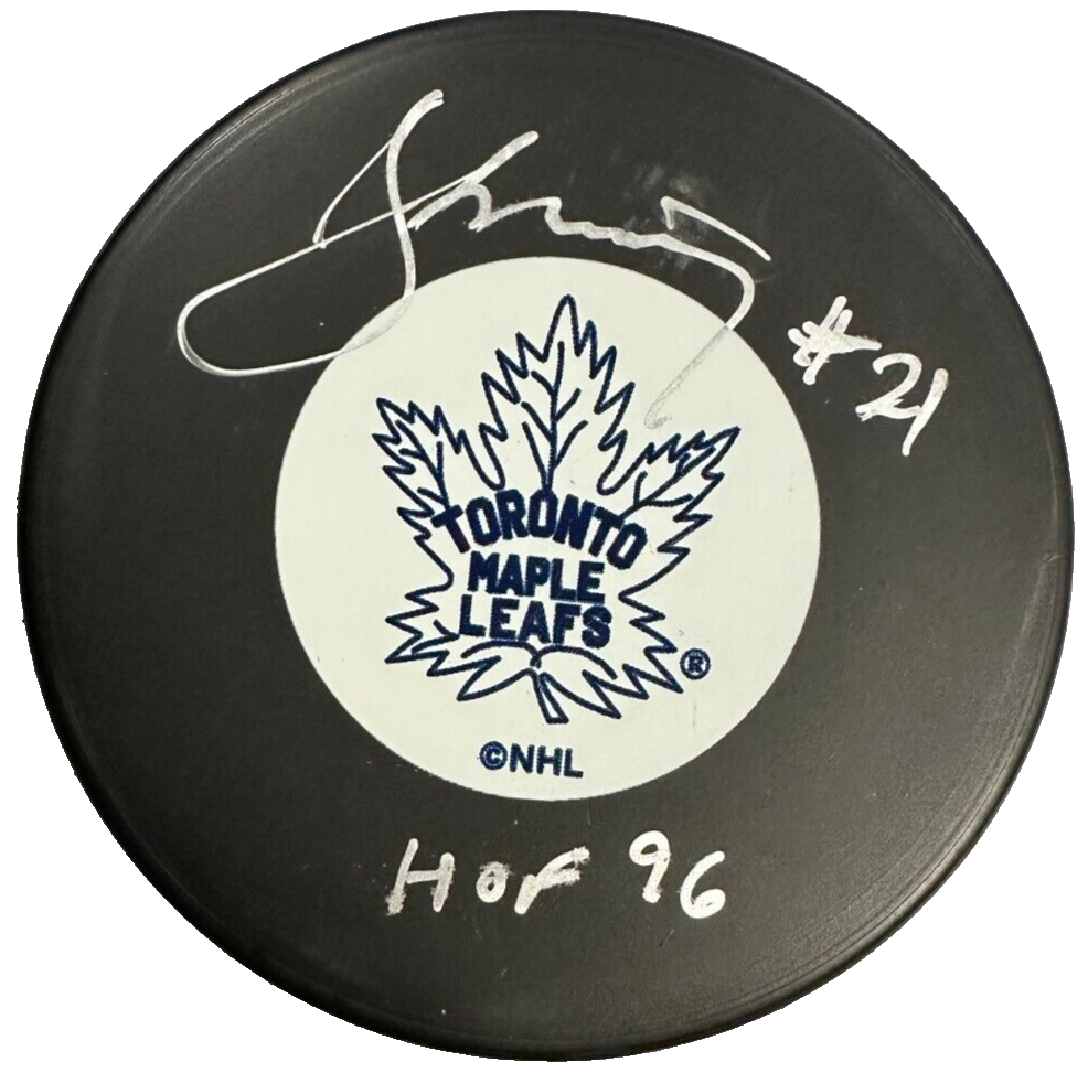 Borje Salming Autographed Toronto Maple Leafs Puck  W/ HOF 96 BAS