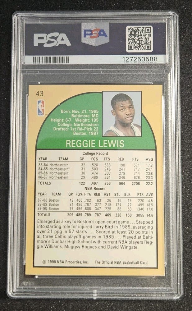 1990 Hoops #43 Reggie Lewis Autographed Card PSA Authentic