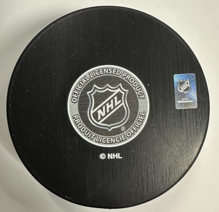Normand Leveille Autographed Boston Bruins 100th Anniversary Puck NHL