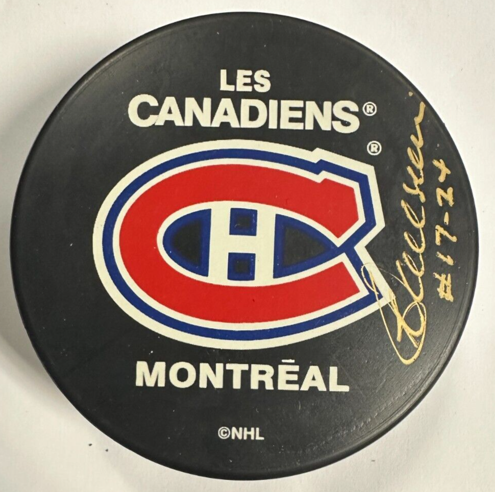 Carol Vadnais Autographed Montreal Canadiens Hockey Puck BAS