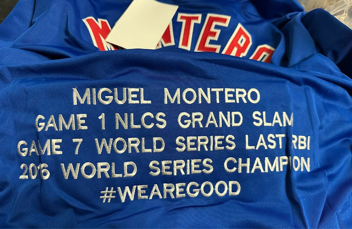 Miguel Montero Autographed Chicago Cubs Replica Stats Jersey JSA