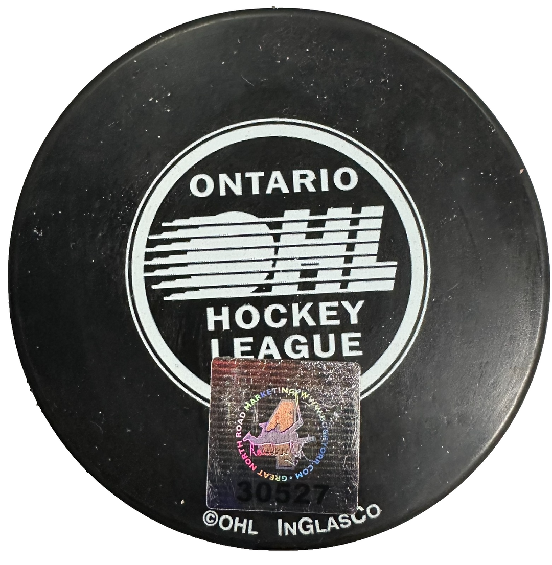 Bobby Orr Autographed Oshawa Generals Puck W/ 1962-1966 Insc GNR /144