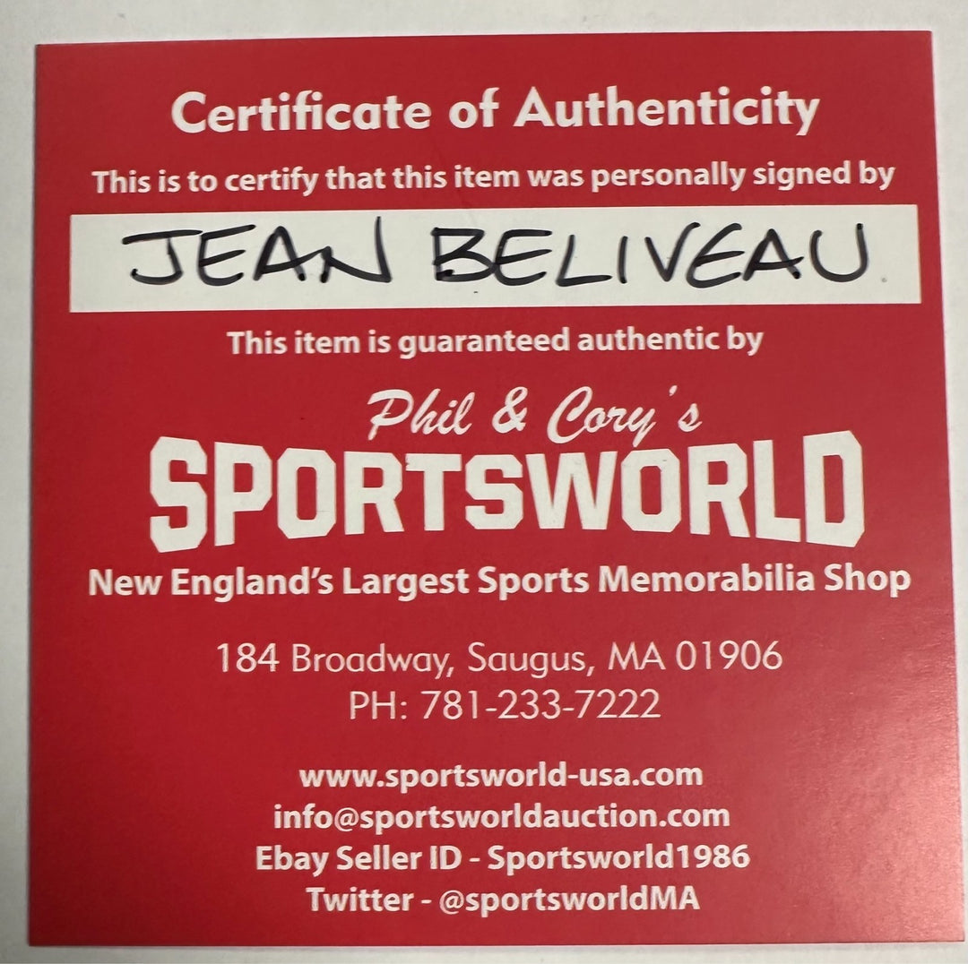 Jean BVeliveau Autographed Montreal Canadiens Hockey Puck HOF NHL