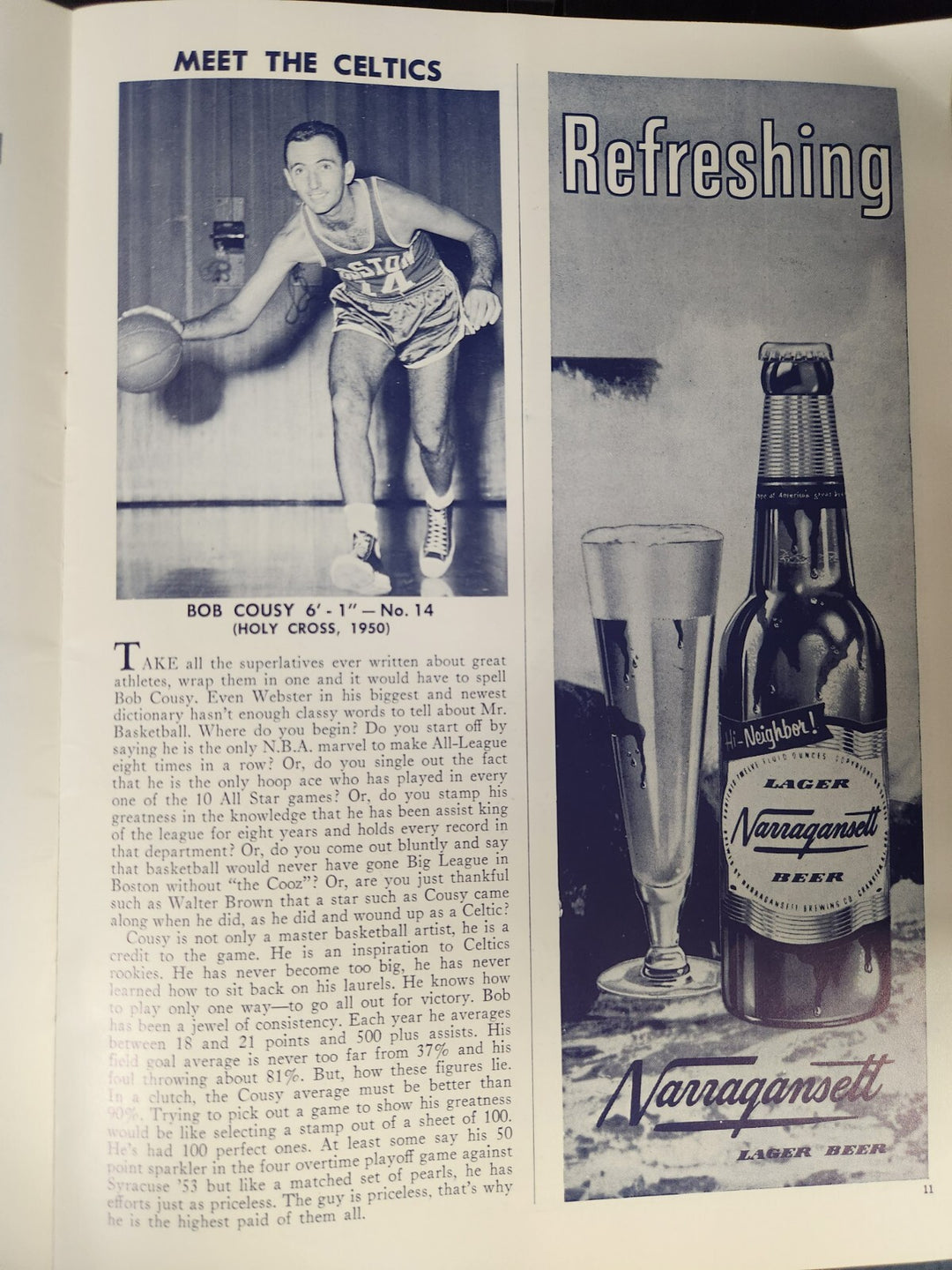 1960 NBA Finals Boston Celtics Vs. St. Louis Hawks Program Game 2 March 29, 1960