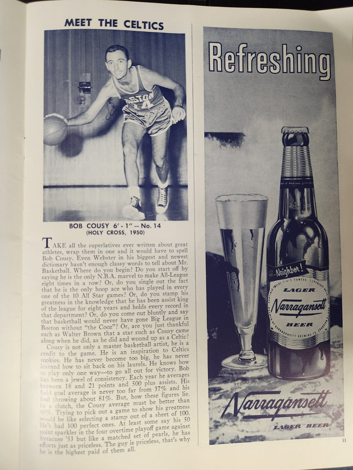 1960 NBA Finals Boston Celtics Vs. St. Louis Hawks Program Game 2 March 29, 1960