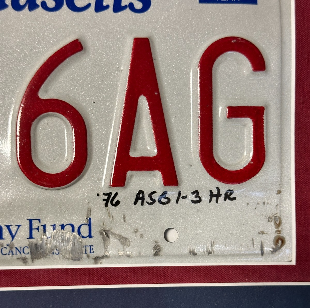 Fred Lynn Signed Red Sox Massachusetts License Plate 76AG W/ 76 ASG 1-3 HR Insc