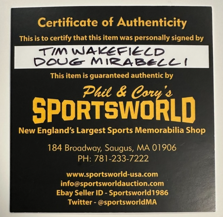 Tim Wakefield & Doug Mirabelli Autographed OML Baseball Boston Red Sox