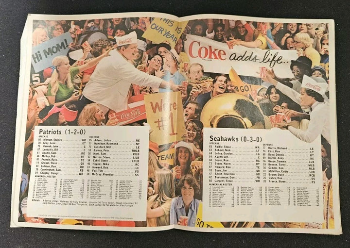 10/9/77 Patriots vs. Seahawks Game Program & Ticket Stub