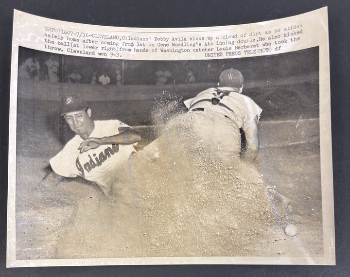 1950’s Original 7x9 Newspaper Wire Photo Bobby Avila Louis Berberet Cleveland