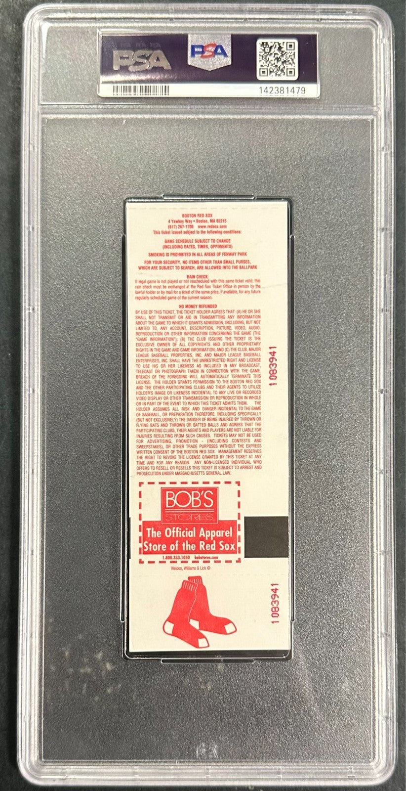 David Ortiz Autographed 2004 Boston Red Sox Opening Day Full Ticket PSA