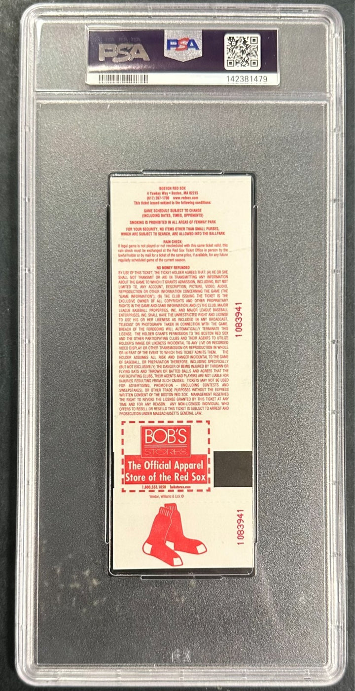 David Ortiz Autographed 2004 Boston Red Sox Opening Day Full Ticket PSA