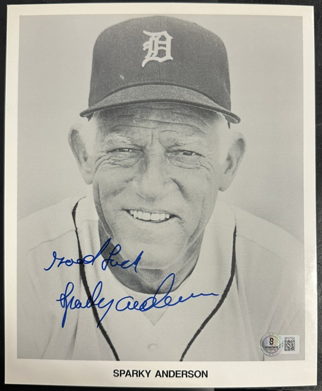 Sparky Anderson Autographed Detroit Tigers 8x10 Photo HOF BAS